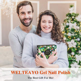 WELTEAYO Gel Nail Polish, Gel Nail Polish Set with Base Coat, Glossy & Matte Top Coat 23 Pcs Gifts Box kit, Soak Off UV/LED Gel Starter Kit, Glitter Nail Art Starter Kit Beauty Gifts Set