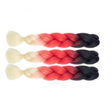 6pc/lot Ombre Braiding Hair Synthetic Braiding Hair Extensions (24inch, black-red-blonde) …