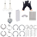 Body Piercing Kit,New Star Tattoo 64pcs Professional Belly Nose Piercing Kit Stainless Steel 14G 16G 20G Piercing Needles Piercing Clamps Gloves for Navel Nose Rings Body Piercing Jewelry Set (silver)