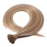SEGO Pre Bonded Keratin Stick/I Tip Remy Human Hair Extension Cold Fusion Hair Piece for Women Smooth Straight 100 Strands/pack #12P613 Golden Brown&Bleach Blonde 16 inches 50g
