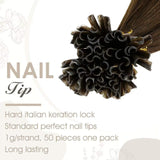 Hair Extensions U Tips Brown LaaVoo Natural Human Hair Utip Brown Hair Extensions Prebonded Keratin U Tips Human Hair Extensions Dark Brown Utip Fusion Hair Extensions Hot Fusion 1g/s 50g 16"