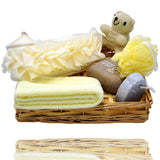 Spa Shower Gift Basket - Luxury Bath & Body Set for Women/Men - Brush, Scrub, Exfoliate, Wash - Contains Microfiber Towel, Back Scrubber, Pumice Stone and Body Sponge & Handmade Weaved Basket