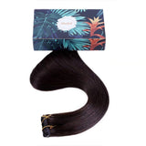 Maxfull Seamless Clip In Remy Hair Extensions Brown with Water-Droplet Clips, Ultra-Invisible Clip On Hair Extensions, 7pcs, 14inch, 110g