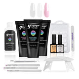 Yayoge Poly Nail Extension Gel Kit Nail Enhancement Builder Gel with Slip Solution and LED UV Nail Lamp All-in-one French Nail Art Design Beginner Kit