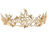 Coolest Bear Gold Queen Crown Baroque Vintage Rhinestone Headband for Bride and Bridesmaid Wedding Crown and Tiara Flower Bridal Princess (Gold-01)