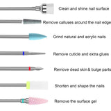 Ceramic Nail Drill Bit Carbide Diamond Set Nails File Bits 7Pcs 3/32 inch for Acrylic Tips Gel Cuticle Remove Manicure Pedicure Tool with Holder Case