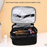 Makeup Bag Portable Travel Makeup Train Case PU Leather Cosmetic Storage Organizer for Cosmetics Makeup Brushes Toiletry Jewelry Digital Accessories Black(Black)