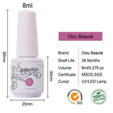Clou Beaute 8ml Gel Nail Polish Set Soak Off UV LED Nail Gel Polish Art Varnish Gift Box Set Pack of 8 Colors Set816