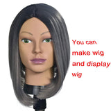 Bald Female Training Head Wig Head Professional Cosmetology for Wig Making and Display Hat Helmet Glasses or Masks Display Head Model with Free Clamp Stand