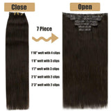 Easyouth Brown Clip in Human Hair Extensions PU Seamless Remy Brazilian Hair Extensions Silky Straight 100% Human Hair Extensions 90 Gram 12Inch Short Hair