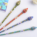 Chinese Traditional Elegant Lotus Flower Hairpins Hair Pin Stick Fashion Long Hair Accessory Decorative for Women Girls,Peacock Blue