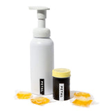 PETAL Foaming Hand Soap Starter Kit - Reusable Foaming Soap Dispenser (White - 8.5oz) + Foaming Hand Soap Refill Pods (4ct) - Zero Waste, All Skin Types (Citrus Ginger)