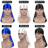 3PCS Silky Durags and 1 Wave Cap Pakcs for Men Waves, Satin Doo Rags for 360 540 720 Waves, Award 1 Afro Hair Pick, Ideal Gifts for Christmas and New Year (Style-F)