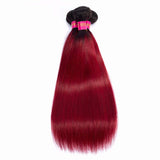 FEEL ME Ombre Brazilian Hair Weave Bundles 1b burgundy Ombre Straight Hair Bundles Unprocessed Human Virgin Brazilian Hair Extension Ombre Human Hair 1 Bundle 20 Inch