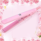 Mini Hair Straightener, 2 in 1 Portable Ceramic Tourmaline Flat Iron Heating Curler for Curling Straighten Bang, Wavy Hair, Short Hair (Pink)