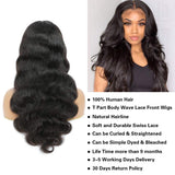 Body Wave Lace Front Wigs Human Hair Pre Plucked Middle T Part Lace Frontal Wigs human hair Brazilian Virgin Human Hair Lace Front Wigs for Black Women 18inch