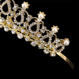 Sppry Women Tiara with Comb - Pearl Crystal Crown for Bridal Queen Princess Girls at Wedding Birthday Pageant (Gold)