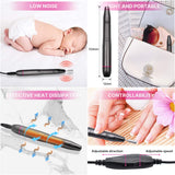 Nail Drill Machine, SHPTDJTIC Upgraded Professional Finger Toe Nail Care Electric Nail Polishing Machine Manicure Pedicure Kit Nail (black)