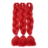 24 Inch Jumbo Braids Hair Extensions High Temperature Synthetic Hair African Rainbow Box Braiding Hair for Senegal Twist 100g/pack Red 3 Packs