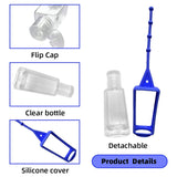 10 PackTravel Plastic Clear Bottles Set with Silicone Sleeve & 2 Funnel (30ML/1OZ, Blue)