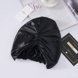 ZIMASILK Silk Sleep Cap - 100% 22Momme Organic Mulberry Silk on Both Sides for Women Hair Care,Silk Night Bonnet with Elastic Stay On Head, Classic Pleated (1Pc, Black)