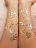 Bride and Bride Tribe Gold and Silver Temporary Body Tattoos for Bachelorette or Hen Party. Naughty Bridal Shower Favor Gifts and Decorations (Team Bride Tattoos 2-Pack) Supplies
