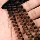 VETYES 3 Packs Spring Twist Hair Ombre 8 Inch Crochet Braids Kanekalon Synthetic Hair Extensions Braiding Hair Kinky Curly Twist High Temperature Fiber(Black/Dark Brown/Light Brown)
