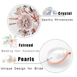 Fstrend Bridal Wedding Hair Comb Silver Sparkly Rhinestones Side Combs Crystals Pearls Flower Bride Hairpieces Gorgeous Hair Accessories for Women and Girls (Rose gold)