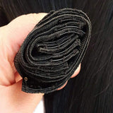 Friskylov Brazilian Straight Human Hair Clip in Hair Extensions 16" Double Weft 100% Remy Human Hair Clip on Extensions 120g With 20Clips Jet Black