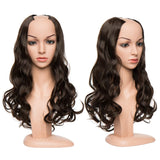 SEGO U Part Half Wig Clip in Hair Extensions One Piece Wavy Half Head U Shape Half Wig Curly Secret Hair Extension Synthetic Heat Resistant Fiber Invisible Hairpiece with 7 Clips 24 Inch Dark Brown