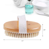 Dry Body Brush-100% Nature Boar Bristles Bamboo Shower Bath Brushes for Exfoliating - Help your Cellulite Reduction Body Massage Glowing Skin -Improves Lymphatic Functions,Sleep Improvement-by Ecobambu