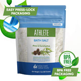 Athlete Bath Salt 32 Ounces Epsom Salt with Natural Lavender, Pine, Peppermint and Eucalyptus Essential Oils Plus Vitamin C in BPA Free Pouch with Easy Press-Lock Seal