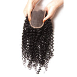 Ali Julia Hair Lace Closure Free Part 4X4 Lace Malaysian Virgin Curly Hair Unprocessed Human Hair Extensions Natural Color Closure 10Inch
