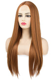 TOFAFA Long Straight Light Brown Wig Simulated Lace Scalp Natural Looking Heat Resistant Synthetic Wigs for Women Daily Cosplay 26 inch