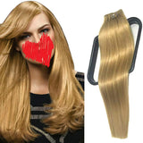 120g Clip in Extensions 15inch Clip in Human Hair Extensions Silky Straight Clip in/on Hair Thick End Full Head Top Fashion Summer Hairstyle for Women 7pcs #27 Dark Blonde(16"18"20"22")