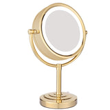GURUN 8.5-Inch Tabletop Double-Sided LED Lighted Make-up Mirror with 10x Magnification,Gold Finish M2208DJ(8.5in,10x)