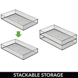 mDesign Wide Makeup Organizer for Bathroom Drawers, Vanity, Countertop - Storage Bins for Makeup Brushes, Eyeshadow Palettes, Lipstick, Lip Gloss, Blush, Concealers - 2 Pack, 12" x 8" - Smoke Gray