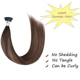 Creamily I Tip Hair Extensions Human Hair Fusion Stick Tip 16 Inch 100% Remy Hair Extensions Cold Fusion Tipped Hair Extensions for Women(#B2-6-2 Balayage Dark Brown to Golden Brown)