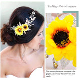 Aukmla Bride Wedding Hair Vine Sunflower Hair Accessories Crystal Hair Piece Decorative for Women and Girls (Silver)