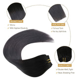 Ugeat Human Hair Clip in Extensions 18inch Hair Extensions Clip in Human Hair 7PCS Ombre Off Black to Silver Color Human Hair Clip in Extensions Remy Human Hair Extensions Clip in