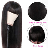 Ice Pear Hair Straight Human Hair Wigs with Bangs 150% Density Virgin Brazilian None Lace Front Wigs Human Hair Glueless Machine Made Wigs for Black Women (18 Inch, straight wig)