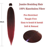 28Inch 8Packs 3X Pre-stretched Braiding Hair Long Jumbo Braids Hair Kanekalon Synthetic Braiding Hair Easy Braids Hot Water Setting Yaki Texture Braiding Hair Extension(1B-BUG)