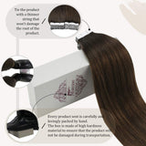Tape in Hair Extensions Human Hair Moresoo Tape Hair Extensions 60g/40pcs Balayage Hair Extensions Brown Remy Natural Hair 12 Inch Tape in Human Hair Extensions Dark Brown Highlight with Medium Brown