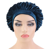 2pcs/Set Durags and Bonnets Elastic Long Tail Velvet Doo rag Turban Sleep Cap Solid Color for Men Women