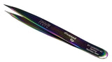 Professional Diamond Tip Eyebrow Tweezers (Rainbow Titanium Finish Pointed Tip Tweezer BT2232RD 4.0)