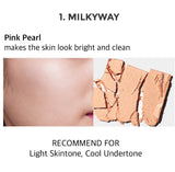 Compact Powder Highlighter - SELF BEAUTY Aurora Illuminating Long Lasting Brightness Natural Face & Body Glow Healthy Skin Tone 7g/0.25oz No.01 Milkyway