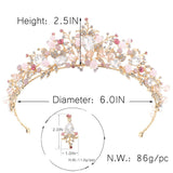 Barogirl Gold Wedding Crown and Tiara Bridal Butterfly Queen Princess Crystal Headband for Women and Girls (Pink)
