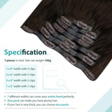 Moresoo Human Hair Clip in Extensions Seamless Clip in Hair Extensions 18 Inch Hair Extensions Clip in Human Hair Color #2 Darkest Brown PU Tape New Technology Clip Hair Extensions 7PCS 100G