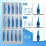 Tattoo Needles & Tips Set, ATOMUS 50pcs Disposable Mixed Tattoo Needles + 50pcs Assorted Sterilized Tattoo Needles Tips, 5pcs of each-3rl 5rl 7rl 9rl 3rs 5rs 7rs 9rs 5m1 7m1 3RT 5RT 7RT 9RT 3DT 5DT