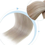 LaaVoo Human Hair Extensions Clip in Platinum Blonde Clip Hair Extensions 14" 7pcs 120g Balayage Color Ash Blonde Fading to Platinum Blonde Double Weft Full Head Clip in Blonde Extensions
